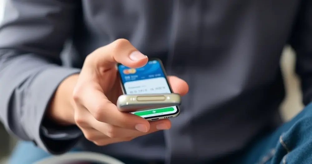 pessoa acessando aplicativo de operadora no celular para gerenciar plano