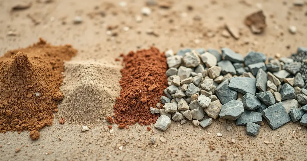 Amostras de solo, areia e fragmentos de rocha retiradas durante a perfuração de um poço