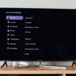 tela de televisão exibindo menu de configurações de conta